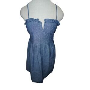 Madewell Blue Chambray Strapless Mini Dress – Size 2 – Ruffle & Pintuck Bodice